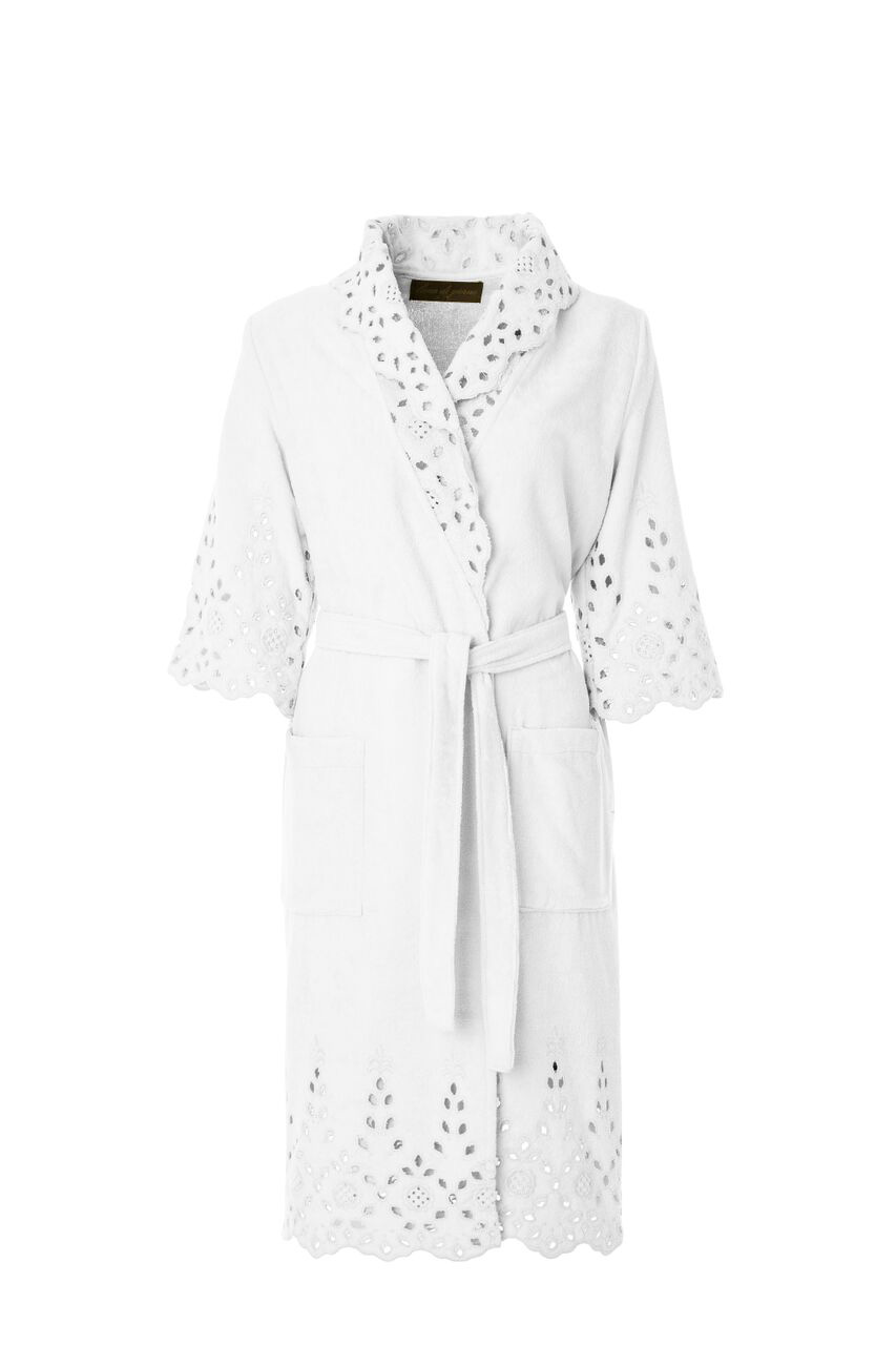 SHAWL BATHROBE LACE COLLECTION PILE WHITE